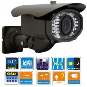 Caméra couleur J/N extérieur CCD 1/3" - 700 LTV - Angle de vue 100° - avec vision nocturne de 50m