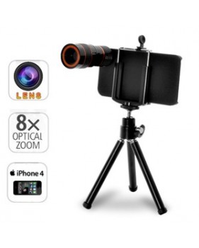 Télescope, Lentille Optique avec Trépied, Zoom 8x, pour iPhone 4