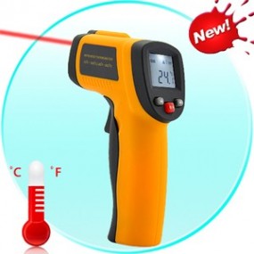 Thermomètre infrarouge numérique -50 à 380°C - Sans contact - avec visée laser - Affichage LCD - Affichage en degrés C° / F°
