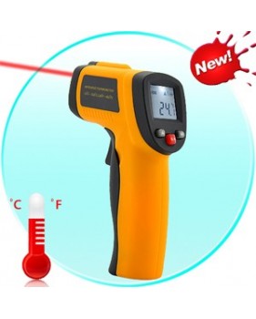 Thermomètre infrarouge numérique -50 à 380°C - Sans contact - avec visée laser - Affichage LCD - Affichage en degrés C° / F°