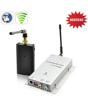 Amplificateur de signal sans fil / Emetteur + Récepteur A/V 1.2 GHz - 4 canaux - 1000mW - Portée 500m (Réservé à l’exportation)