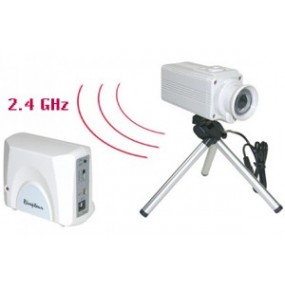 Caméra couleur sans fil CMOS 1/3" - 300 Lignes TV - étanche + Récepteur sans fil 2.4 GHz A/V - 4 canaux