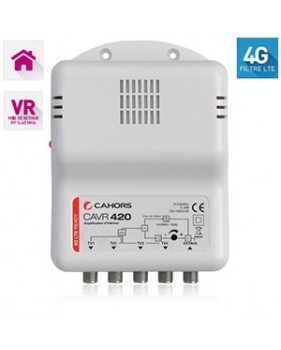 Amplificateur intérieur réseau 4 sorties - 12 à 20dB + VR 5-65Mhz - Cahors CAVR 420