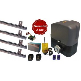 kit coulissant 12V - bloquant - poids portail 400 kg max - cycles intensifs - garantie 3 ans