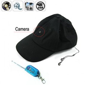Casquette avec caméra cachée couleur et DVR - MP3 - Mémoire externe jusquà 8Go + Télécommande