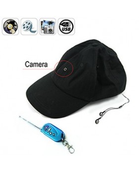 Casquette avec caméra cachée couleur et DVR - MP3 - Mémoire externe jusquà 8Go + Télécommande