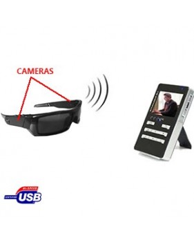 Double caméra cachée sans fil couleur dans une lunette - CMOS - Angle de vue 62° - 380 LTV + Mini DVR portable - 2,5" TFT LCD