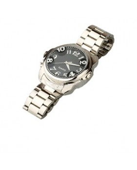 Montre avec caméra cachée couleur et DVR - Mémoire interne 4Go - Design bracelet en acier fond blanc et gris