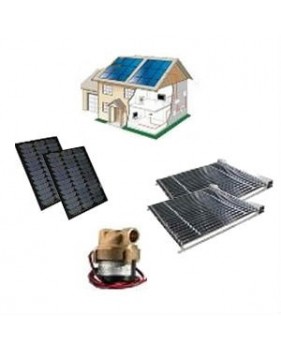 KIT 12 Volts complet capteur a  tubes sous vide avec circulateur et 2 panneaux solaire 10 Watts