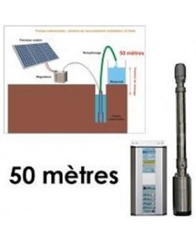 Kit solaire complet pompage 50 mètres 24-48 Volts 160 Watts 45 L/min avec 4 panneaux 50 W 12V