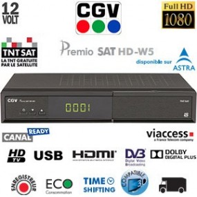 Terminal numérique TNTSAT HD - Canal Ready - 12 Volts+carte Viaccess TNTSAT (4 ans)/Astra 19.2°+Cordon HDMI offert