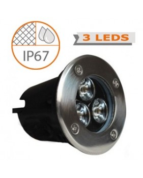 Spot encastrable extérieur 3 LEDs étanche éclairage blanc