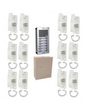 Portier audio collectif - 12 Combines interphone + Platine de rue pour interphone 12Bp