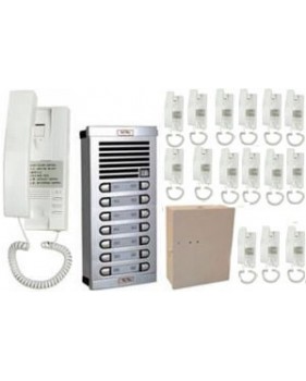 Portier audio collectif - 16 Combines interphone + Platine de rue pour interphone 16Bp