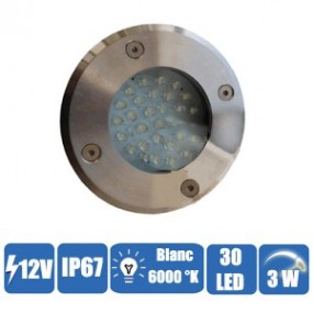 Spot encastrable - éclairage blanc - étanche - 30 LEDs - 12 Volts