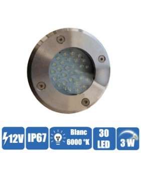 Spot encastrable - éclairage blanc - étanche - 30 LEDs - 12 Volts
