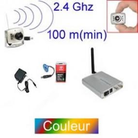 Caméra couleur sans fil CMOS 1/3" - 380 Lignes TV + Récepteur 4 canaux 2.4 GHz A/V