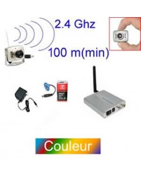 Caméra couleur sans fil CMOS 1/3" - 380 Lignes TV + Récepteur 4 canaux 2.4 GHz A/V