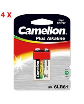 Lot de 4 Piles alcaline 6LR61 - 9V