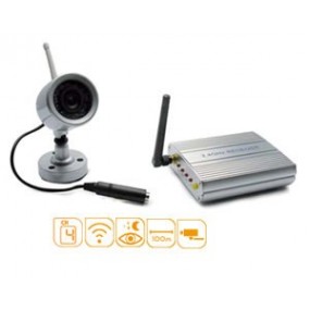 Caméra couleur sans fil CMOS 1/3"- 380 Lignes TV + Récepteur sans fil A / V 2.4 GHz - 4 canaux