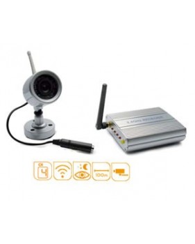 Caméra couleur sans fil CMOS 1/3"- 380 Lignes TV + Récepteur sans fil A / V 2.4 GHz - 4 canaux