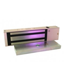 Ventouse électromagnétique aluminium rectangulaire en applique - 600 kg - 12/24VCC - Led détat en option