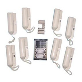 Portier audio collectif - 8 Combines interphone + 1 Alimentation electrique + Platine de rue pour interphone 8Bp