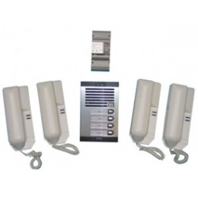 Portier audio collectif - 4 Combines interphone 6 fils + Platine de rue pour interphone 4Bp