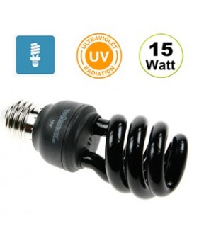 Lampe UV ampoule fluocompacte lumière noire E27 15w mini spirale T3
