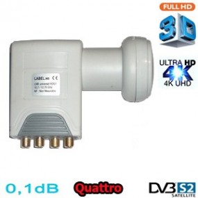 LNB Quattro 0,1 dB HDG2-QTNM - Compatible HDTV et 3D ready - 40mm - 1 an garantie