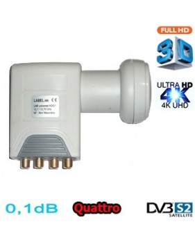LNB Quattro 0,1 dB HDG2-QTNM - Compatible HDTV et 3D ready - 40mm - 1 an garantie