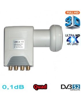 LNB Quad 0,1 dB HDG2-QDNM - Compatible HDTV et 3D ready - 40mm - 1 an garantie