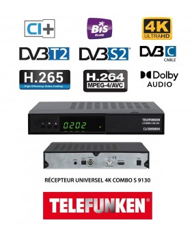 Récepteur Universel 4K - Telefunken Combo S 9130 - Capot en façade avec accès USB et lecteur CI +