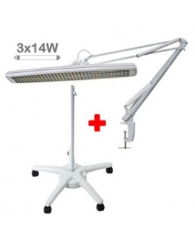 Lampe de bureau 3x14W blanc + Pied à roulette pour lampe