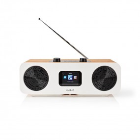 Radio internet Bluetooth WiFi DAB+ FM - Écran couleur, 34 W, Télécommandé, Application contrôlée, Réveil, Blanc Bois