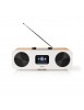 Radio internet Bluetooth WiFi DAB+ FM - Écran couleur, 34 W, Télécommandé, Application contrôlée, Réveil, Blanc Bois
