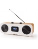 Radio internet Bluetooth WiFi DAB+ FM - Écran couleur, 34 W, Télécommandé, Application contrôlée, Réveil, Blanc Bois