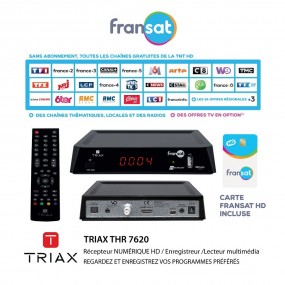 Récepteur Satellite Numérique HD / Enregistreur / Lecteur Multimédia FRANSAT Triax THR 7620 - Carte FRANSAT HD Incluse