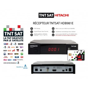 Récepteur Décodeur TNTSAT HDB981E – carte TNTSAT incluse, PVR Ready, Mise à jour par USB et par Satellite