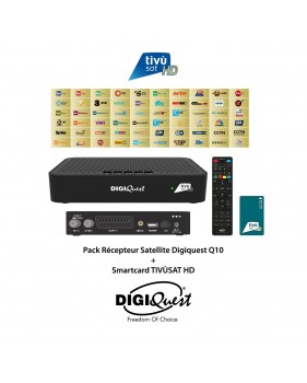 Pack TIVÙSAT HD Récepteur Satellite Digiquest Q10 + Carte Smartcard TIVUSAT HD