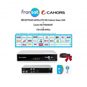 Pack Récepteur Satellite HD Cahors Veox 2VA + Carte HD FRANSAT + Clé USB 64Go