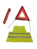 Kit de gilet de sécurité jaune fluo 2 bandes avec triangle de pré-signalisation
