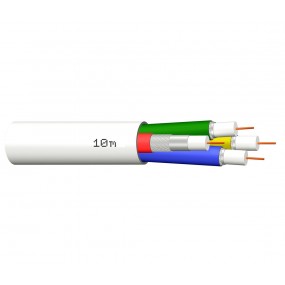 Câble coaxial Quattro - D 6.8mm 90 dB 10m TV 4k Full HD