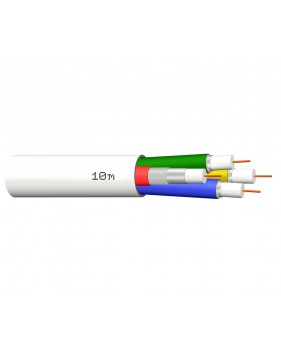 Câble coaxial Quattro - Ø 6.8mm 90 dB 10m TV 4k Full HD – Double blindage – Protection incendie Eca – Sat/BK
