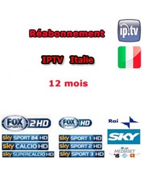 Réabonnement IPTV sans parabole Chaînes Italiennes - 12 mois