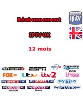 Réabonnement IPTV sans parabole Chaînes UK - 12 mois