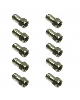 Lot de 10 connecteurs type F en laiton RG6 – male 75Ω Unispectra SC-Fm-6-C.360HEX