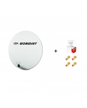 Antenne Parabole Fibre SMC 85 cm Beige WORLDSAT + LNB Twin