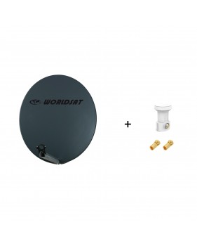 Antenne Parabole Fibre SMC 85 cm Anthracite WORLDSAT + LNB Single
