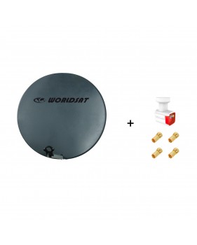 Antenne Parabole Fibre SMC 75 cm Anthracite WORLDSAT + LNB Twin